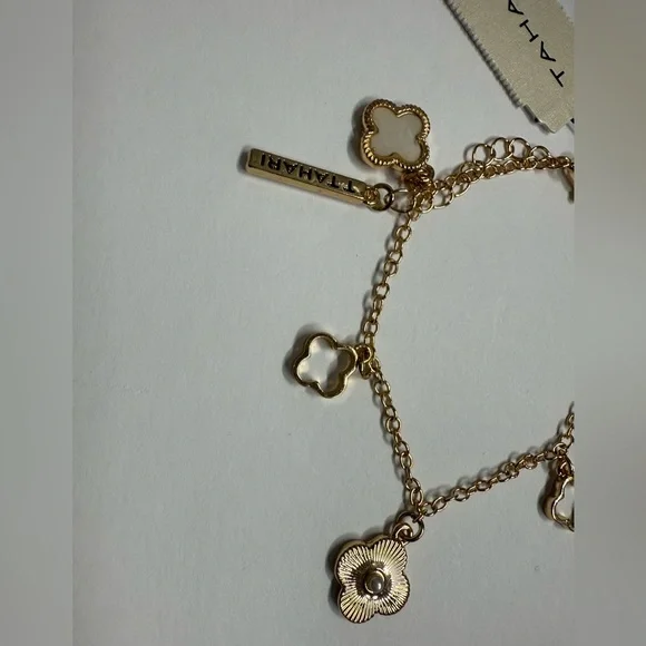 Tahari Gold Charm Bracelet with Clover Accents - Picture 2 of 3